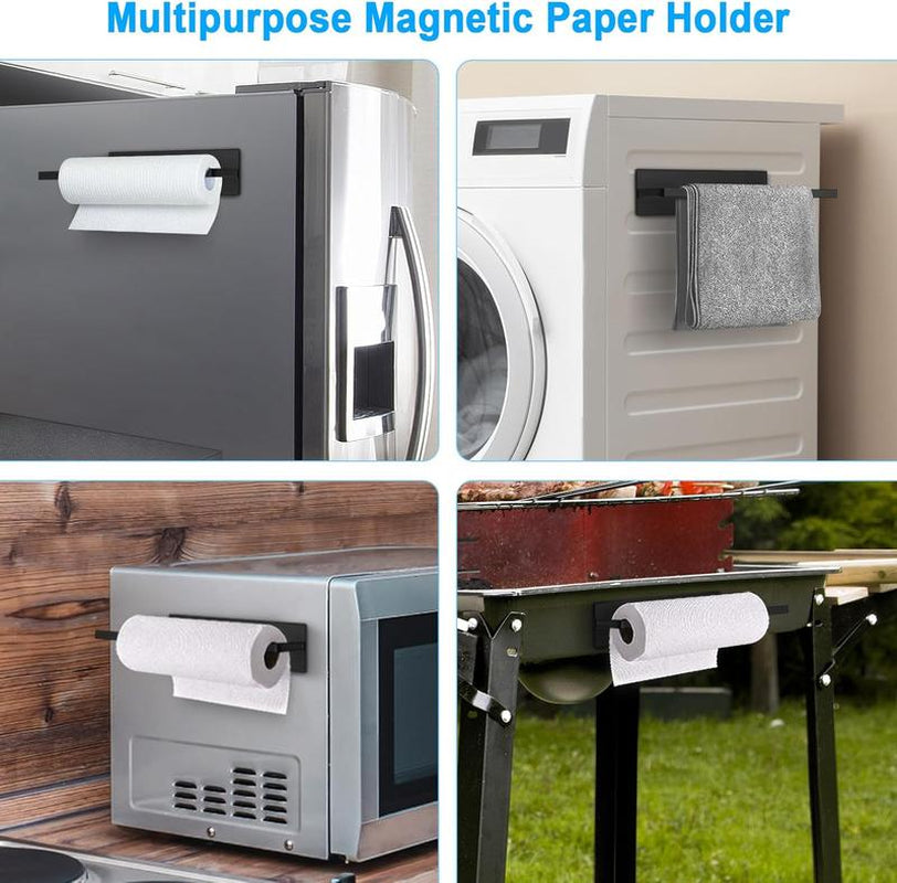 Magnetic Paper Towel Holder for Fridge, Wall Mount Organizer for Paper Towels, Rolls, Bathroom, Toilet, Pantry, RV & Kitchen Storage