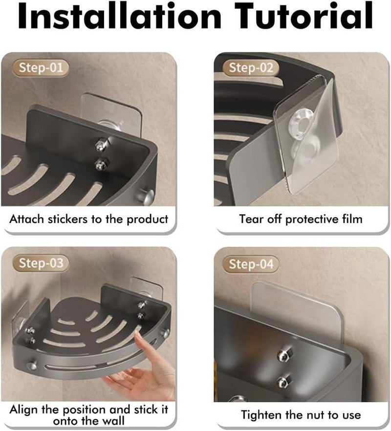 3-Pack Black Triangle Shower Caddy, 3-Tier Corner Shelves Shower Storage Rack, Drill Free Wall Mountshower Organizer, 40Lbs Load Capacity Bathroomaccessories Towels Hook Toiletries